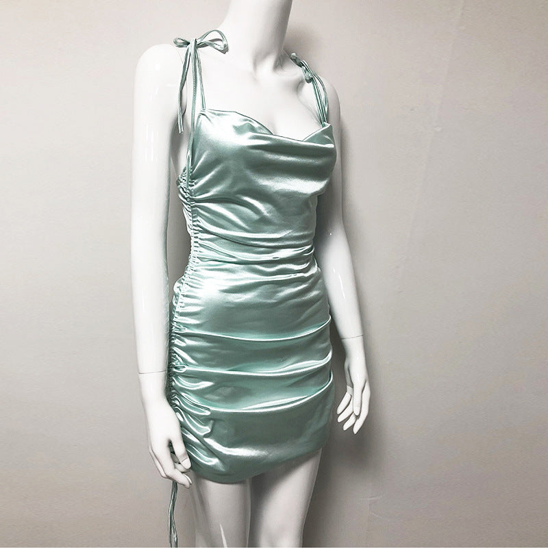 Sexy dress with satin camisole - Mubimart -  