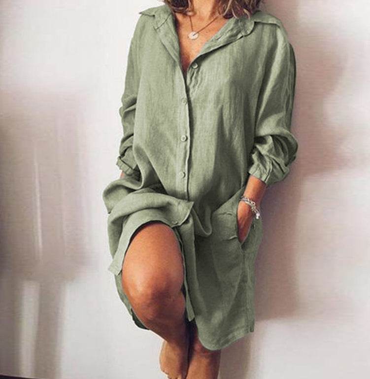 Loose Mid Length Shirts Women Dress Cover-ups Tunics For Mini Dress - Mubimart