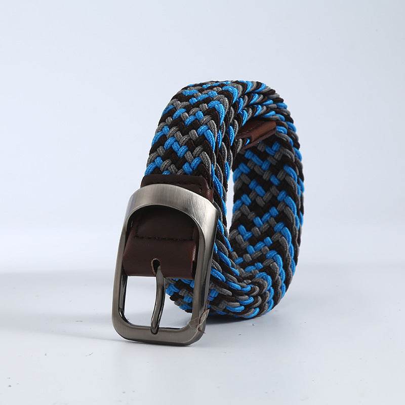Men's Woven Canvas Outdoor Alloy All-match Elastic Belt - Mubimart