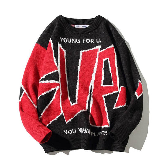 Men's sweater pullover print knit sweater - Mubimart