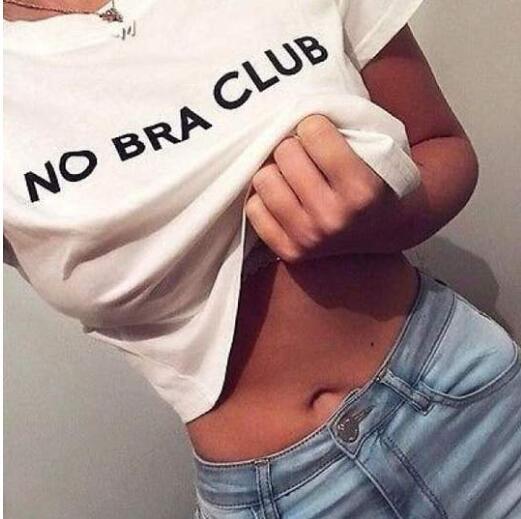 No Bra Club - Free The Nipples Feminist Womenempower Cotton Crop Top T-shirt - Mubimart -  