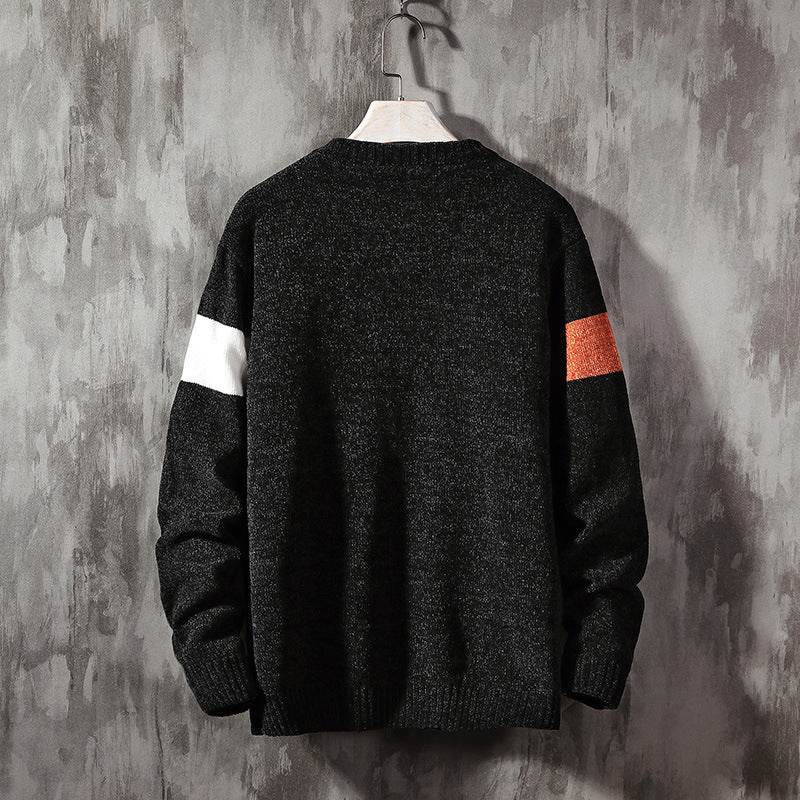 Loose-colored pullover sweater handsome sweater - Mubimart