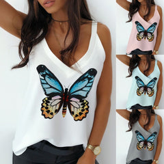 Loose butterfly camisole - Mubimart -  