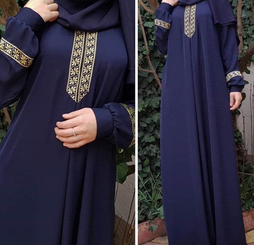 Women Plus Size Print Abaya Jilbab Muslim Maxi Dress - Mubimart