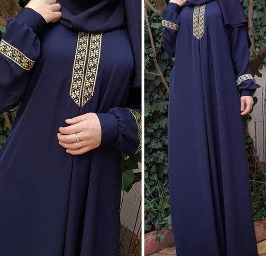 Women Plus Size Print Abaya Jilbab Muslim Maxi Dress - Mubimart