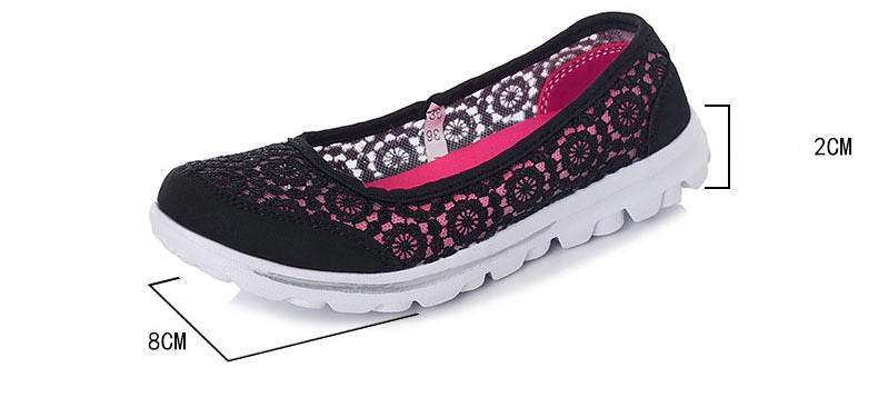 Plus size breathable beanie lace flats for women - Mubimart