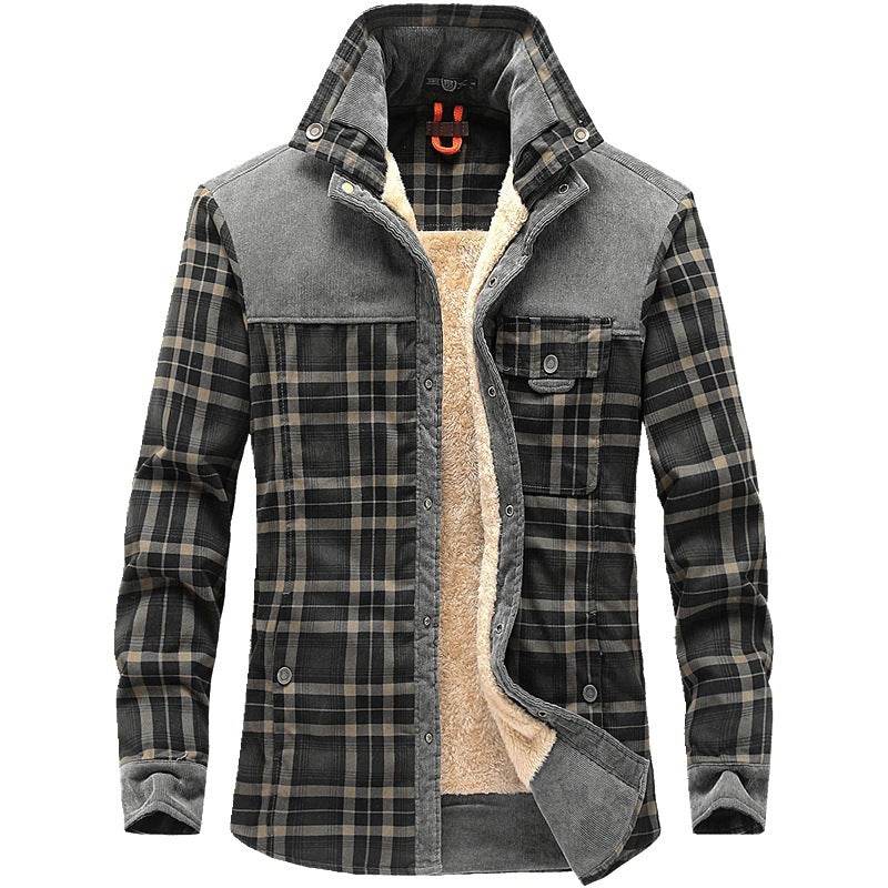 Winter Jacket Men Thicken Warm Fleece Jackets Coats Pure Cotton Plaid Jacket Military Clothes - Mubimart