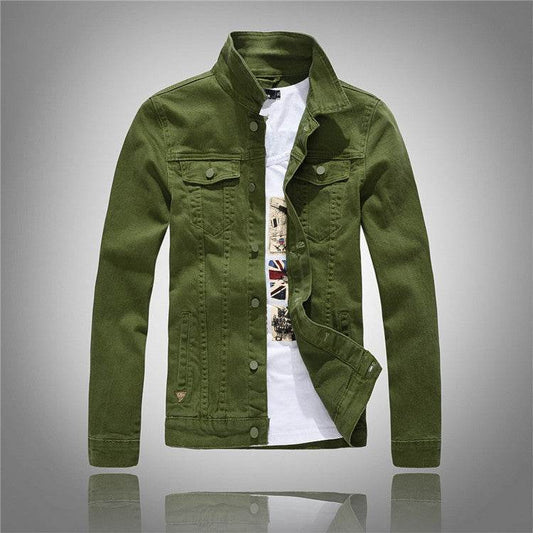 Denim jacket men's gray washed denim jacket - Mubimart