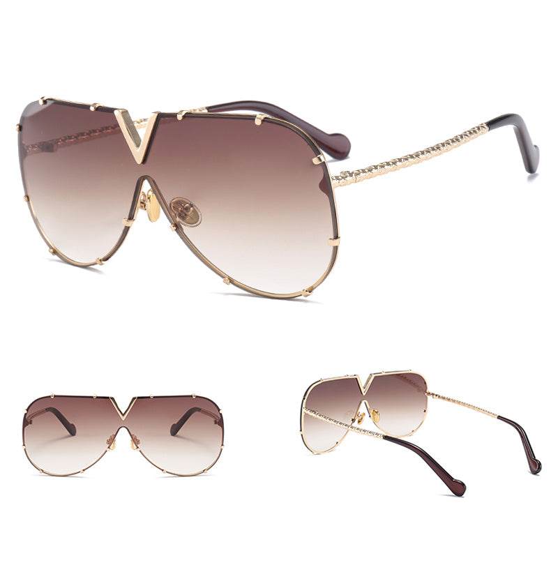 Sunglasses, men, women, men and women, sunglasses, frameless, rivet, personality glasses - Mubimart