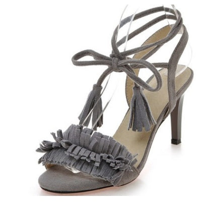 Fringed stiletto sandals