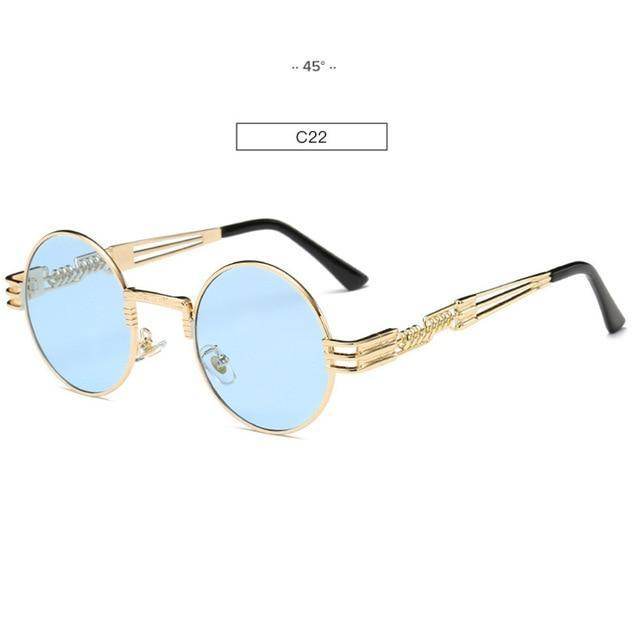 Gold Metal Fashion John Lennon Round Sunglasses Steampunk Sunglasses Mens Womens Retro Vintage Coating Mirrored Eyewear Shades - Mubimart