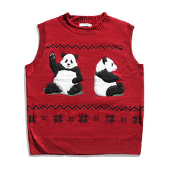 Cartoon panda trui vest 