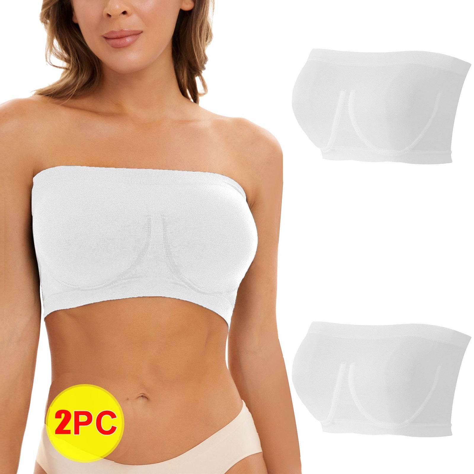 Plus Size Women's Seamless Bandeau Bra - Mubimart