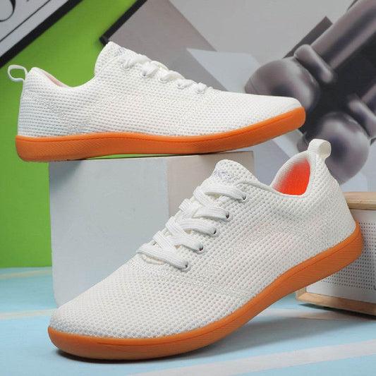 Wide Toe Breathable Shoes Flying Woven Slip-on Walking Shoes Casual Flat Training Shoes - Mubimart