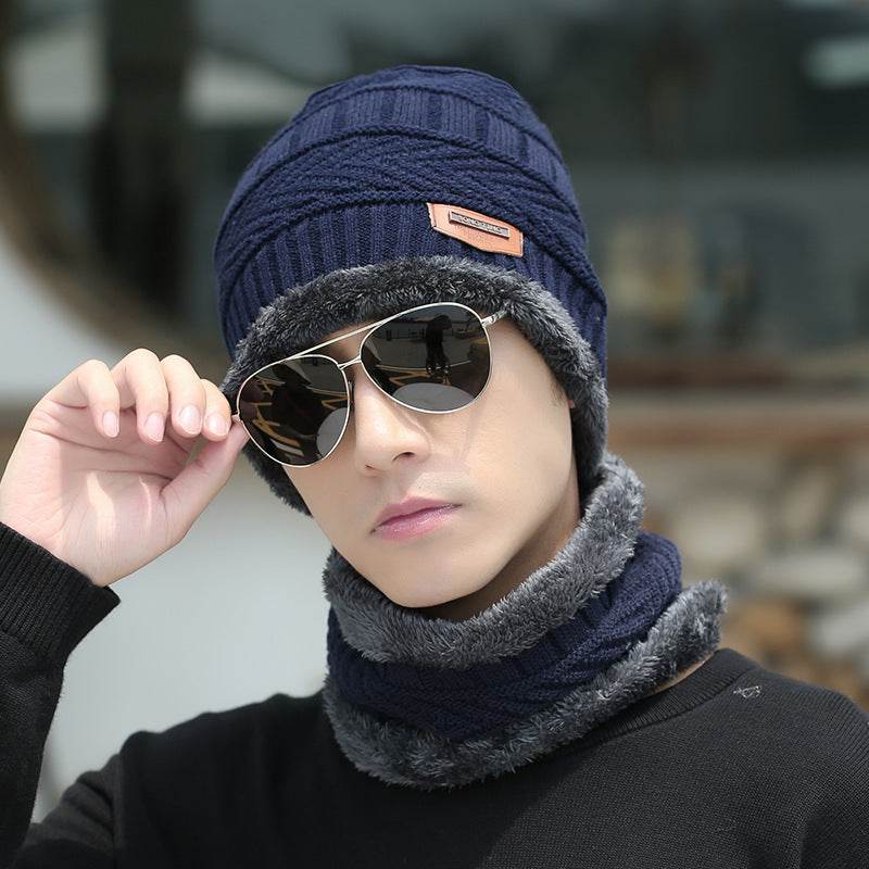 Winter Beanie Hat Scarf Set Warm Knit Hat Thick Fleece Lined Winter Hat Neck Warmer For Men Women - Mubimart