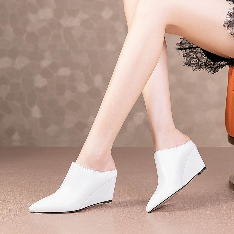Pointed Toe Wedge Flat Shoes Shoe Covers Foot Mules - Mubimart