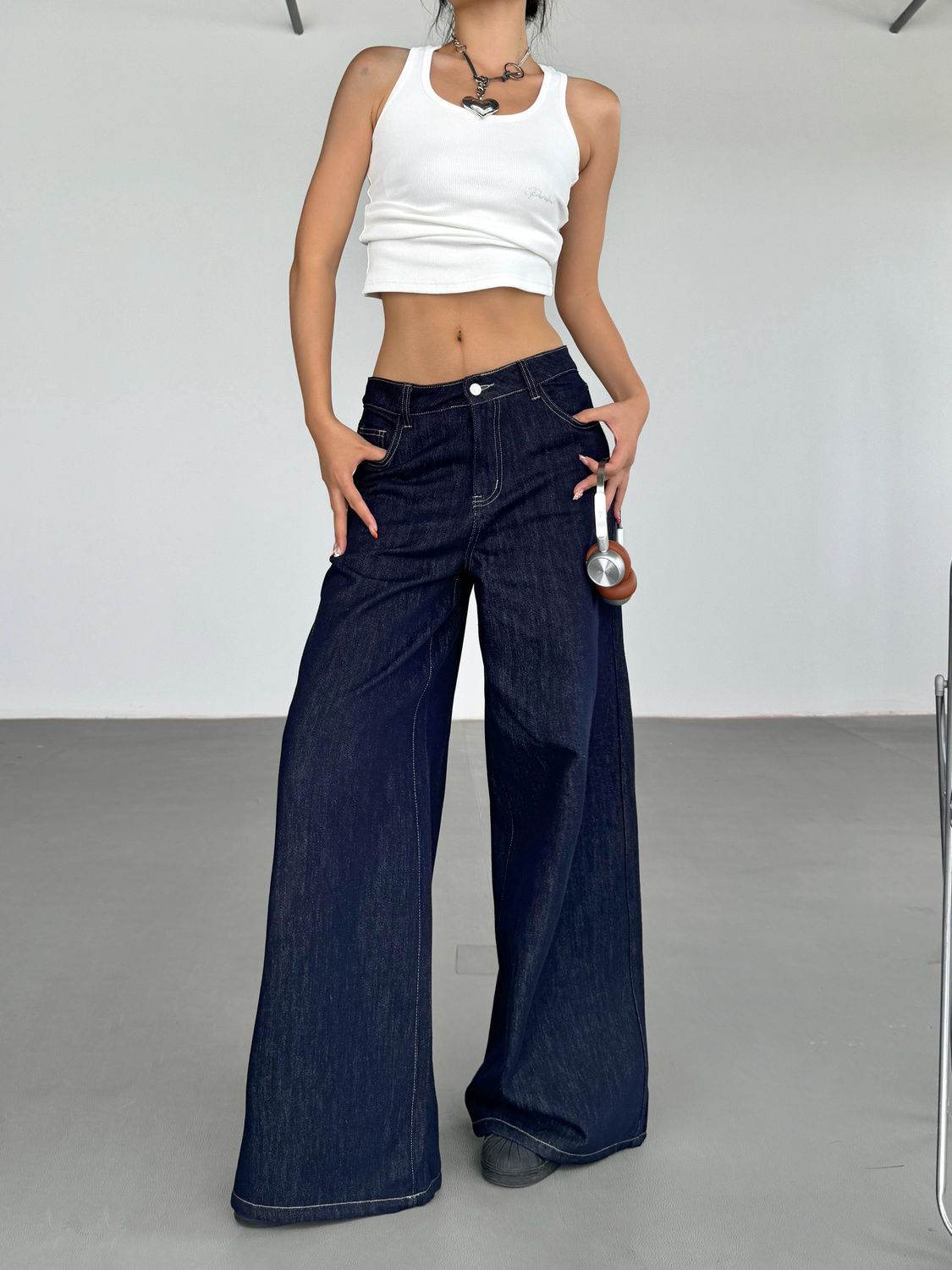 Fashion American Retro Wide Leg Jeans For Women - Mubimart