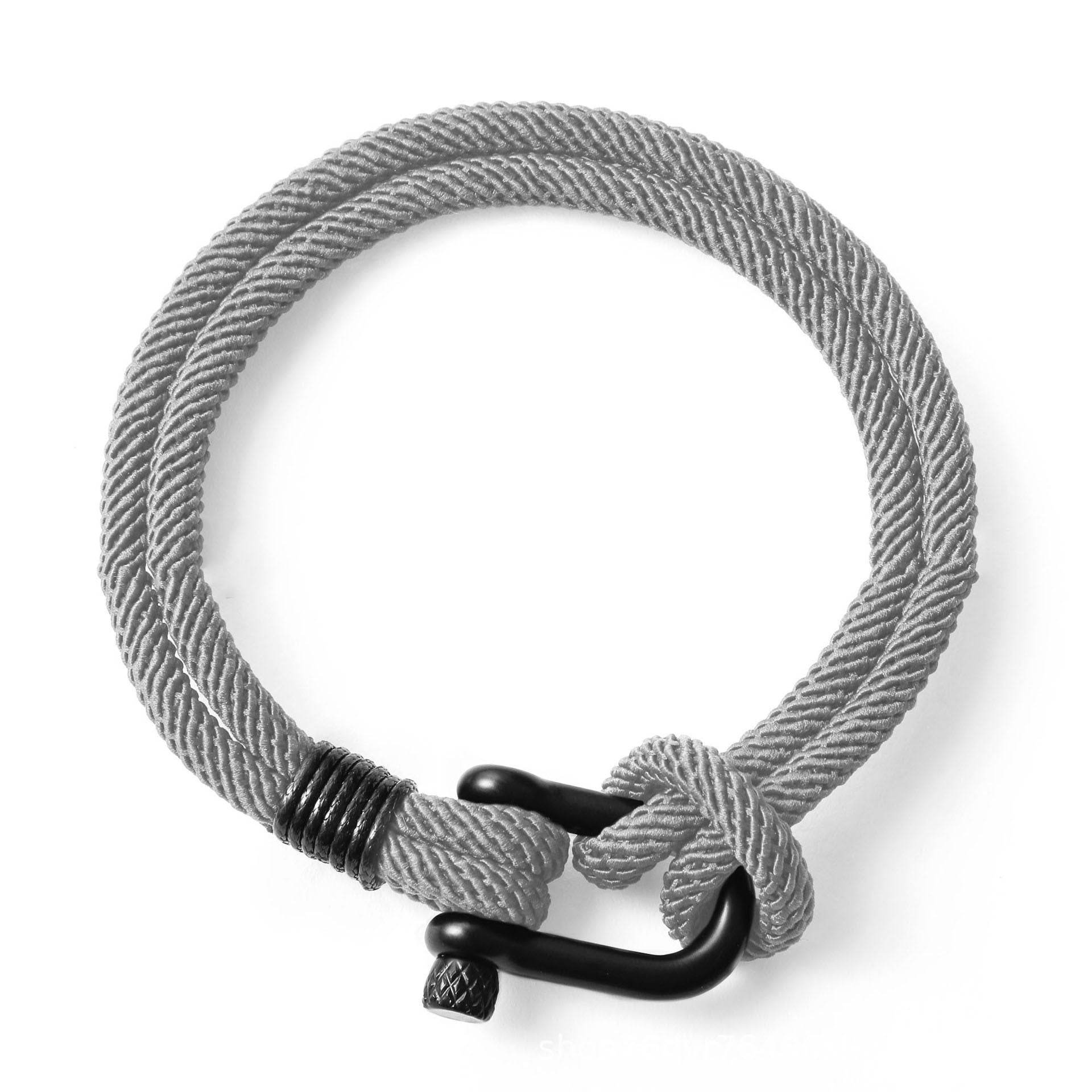 Mens Fashion Personality Horseshoe Buckle Woven Bracelet - Mubimart