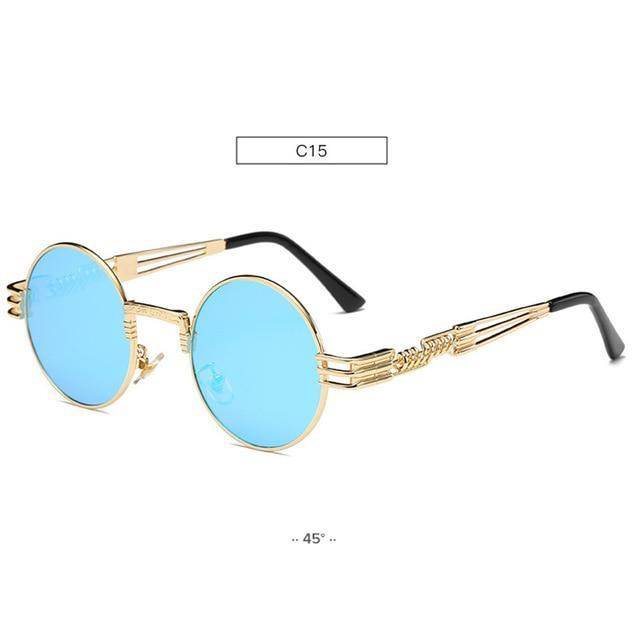 Gold Metal Fashion John Lennon Round Sunglasses Steampunk Sunglasses Mens Womens Retro Vintage Coating Mirrored Eyewear Shades - Mubimart