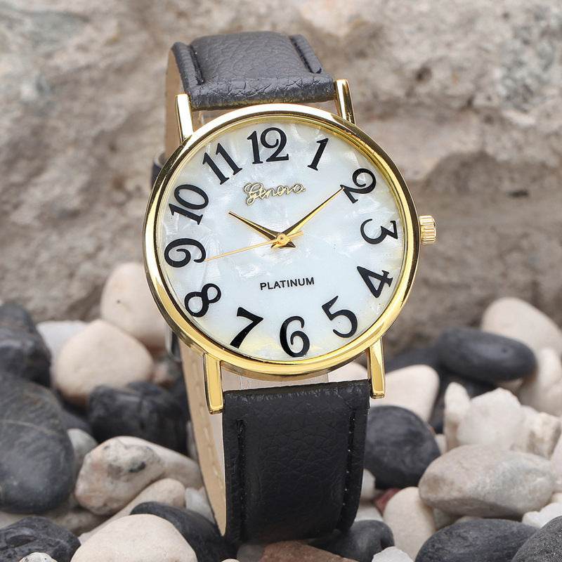 Marble Belt Watch Fashion Geneva Watch Shell Face Casual Watch For Men And Women - Mubimart