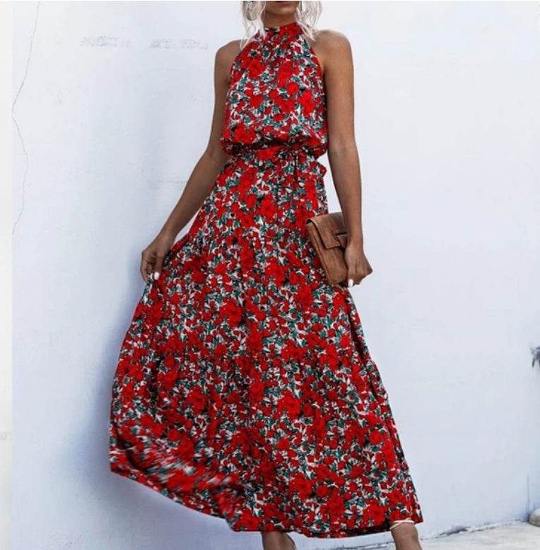 Printed maxi lace dress - Mubimart