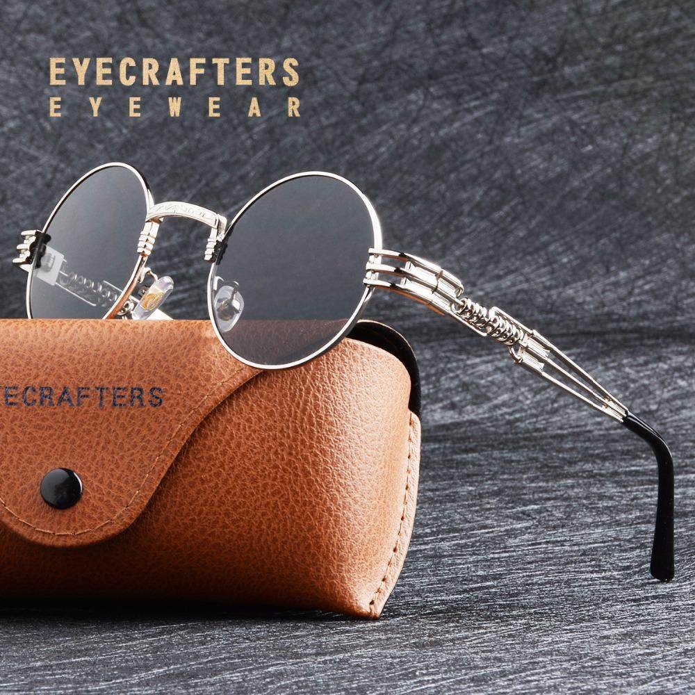 Gold Metal Fashion John Lennon Round Sunglasses Steampunk Sunglasses Mens Womens Retro Vintage Coating Mirrored Eyewear Shades - Mubimart