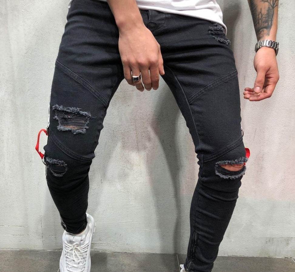 Shredded feet jeans - Mubimart