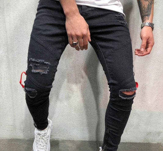 Shredded feet jeans - Mubimart