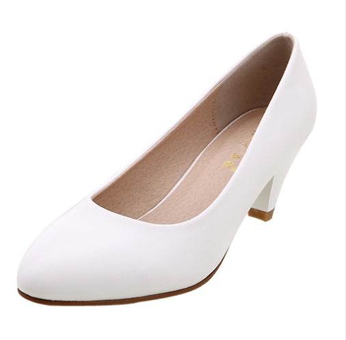 Hotel work shoes female black leather shoes with thick with business dress 43 large size professional shoes - Mubimart