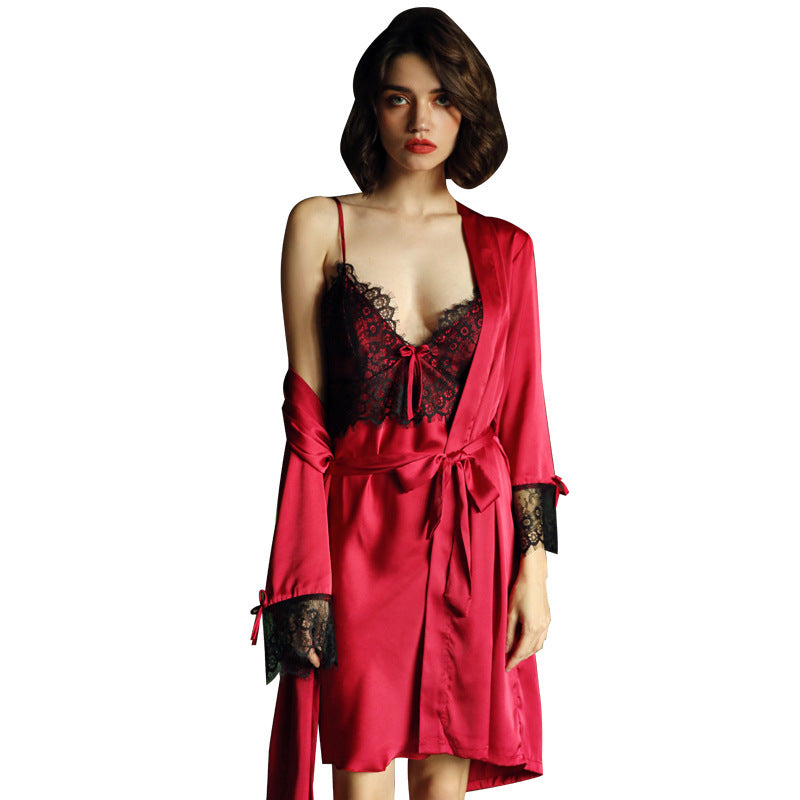 Contrast nightdress nightgown - Mubimart -  