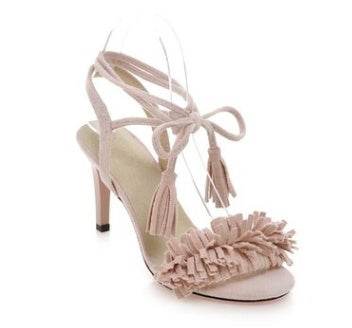 Fringed stiletto sandals - Mubimart