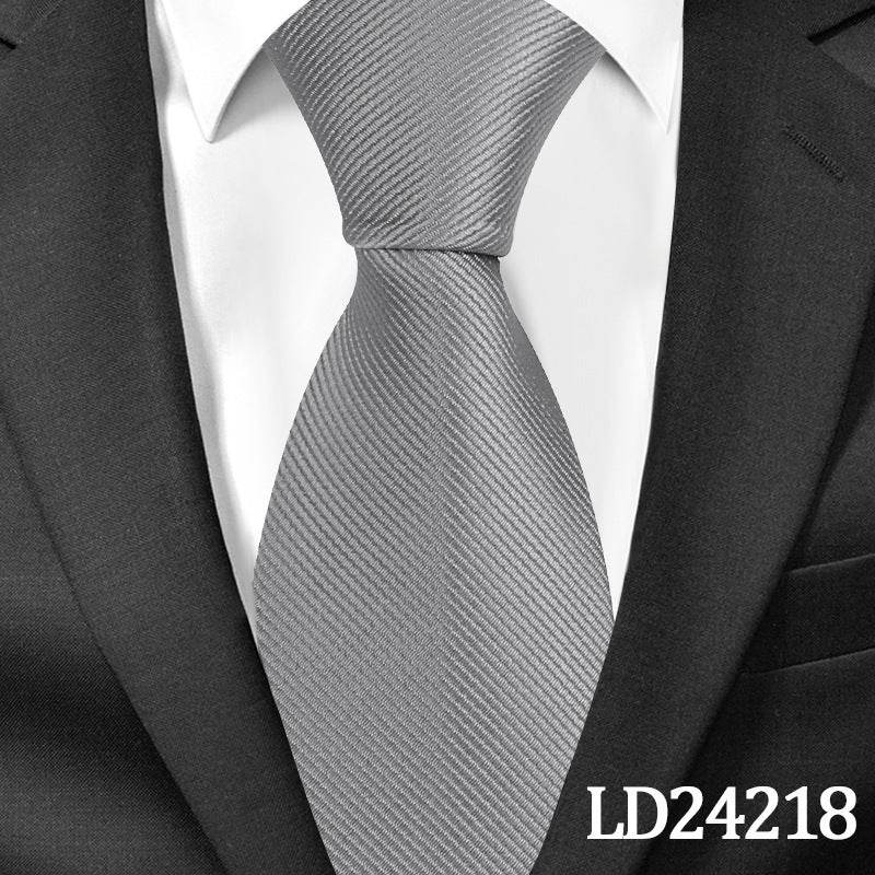 Pinstripe Classic Plain Polyester Tie Set Fashion 6cm Solid Color Linen Cotton Necktie Bright Ties Pin Clips Clasp Colourful For Men's Clothing Accessories - Mubimart