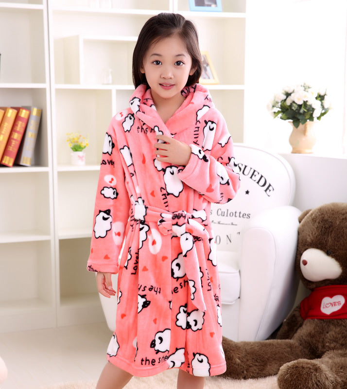 Flannel Children's Nightgown Coral Thicken - Mubimart - Nightgown 