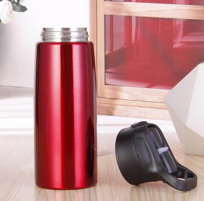 Stainless steel single-layer straw sports bottle - Mubimart