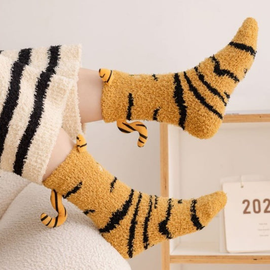 Coral Fleece Socks Women's Mid-calf Three-dimensional Cartoon Room Socks