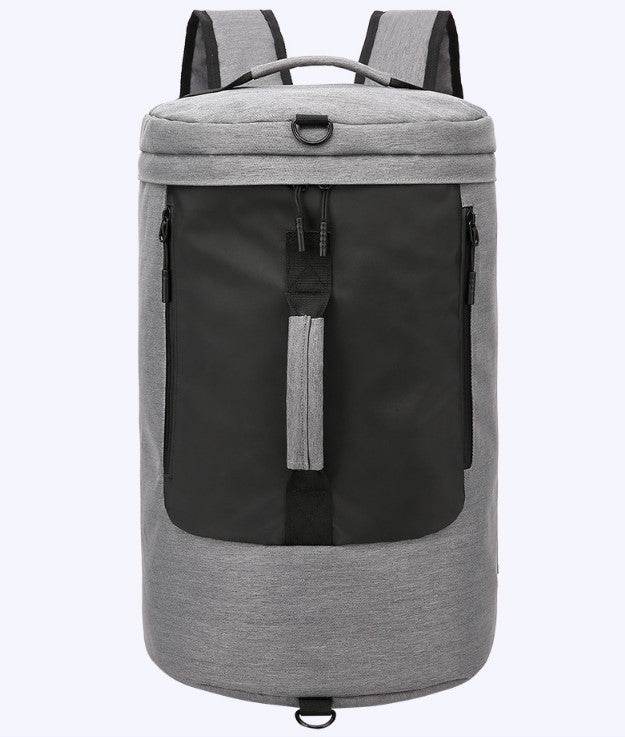 Large-capacity duffel bag men's gym bag waterproof folding cylinder bag - Mubimart