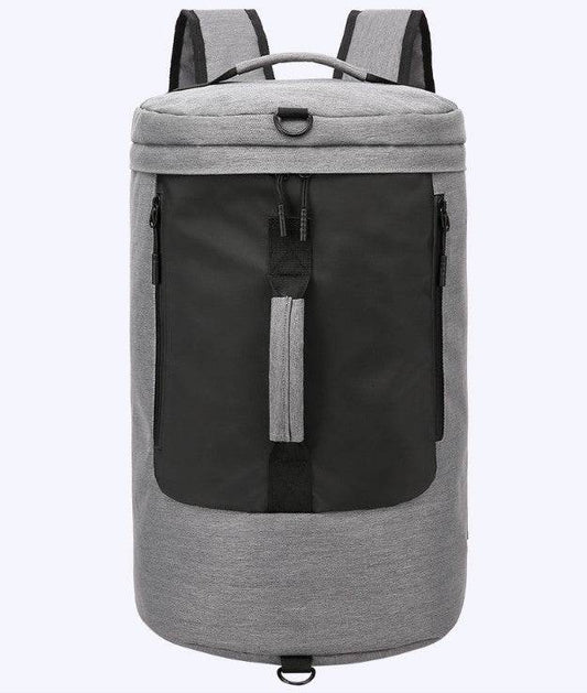 Large-capacity duffel bag men's gym bag waterproof folding cylinder bag - Mubimart