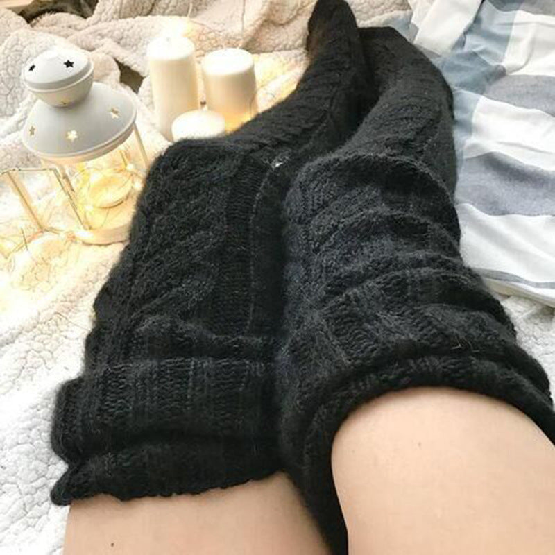 Knitted socks over the knee lengthened stockings - Mubimart -  