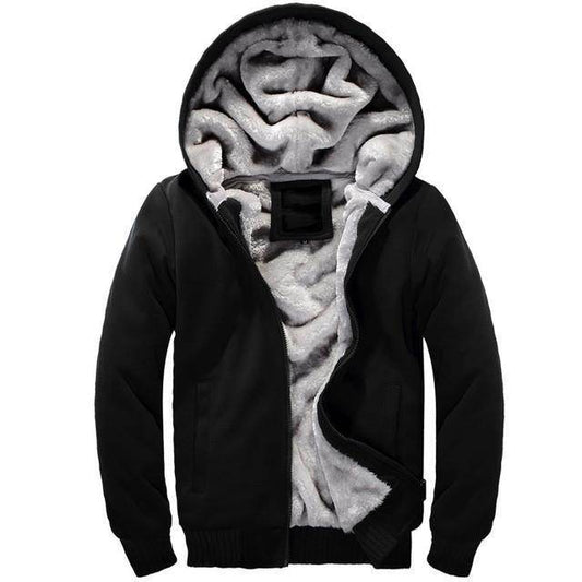 Hooded Fleece Baseball Jacket - Mubimart