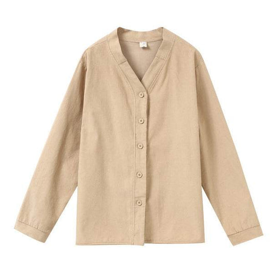 Loose plus size corduroy shirt - Mubimart
