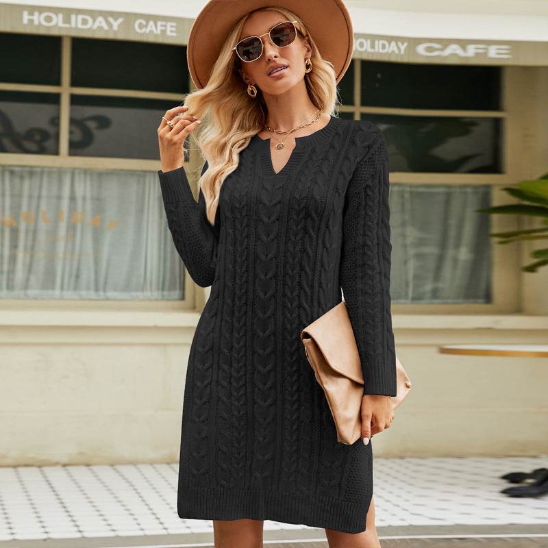 Women's Twisted Midi Knitted Dress - Mubimart
