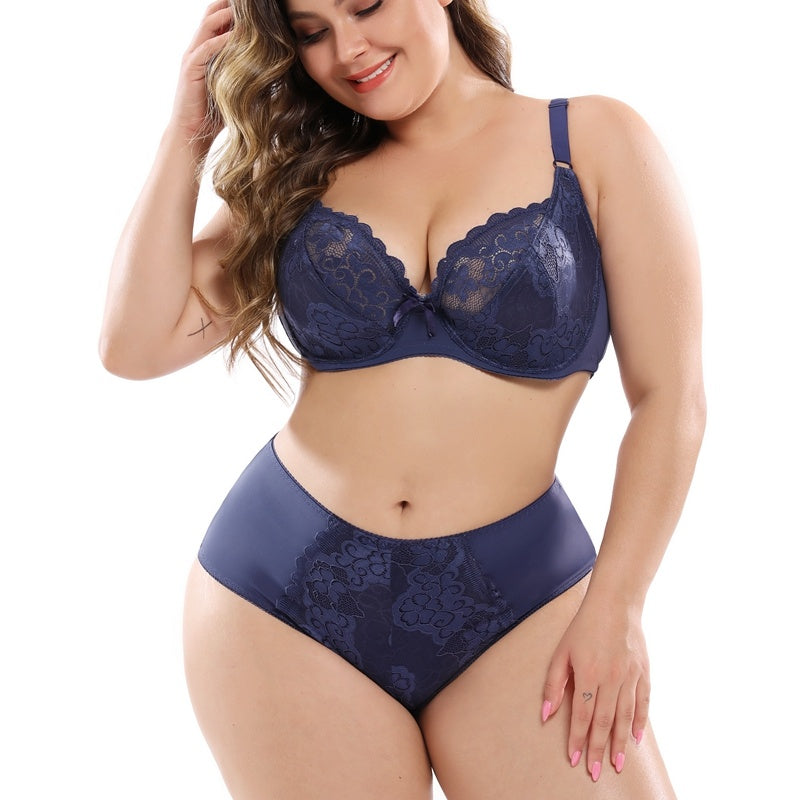 Lace plus size bra set - Mubimart - Plus Size bra 