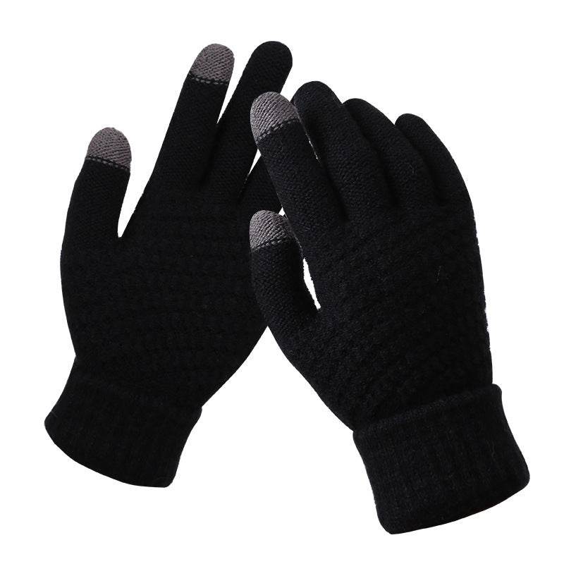 Couple knitted gloves touch screen gloves - Mubimart