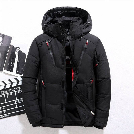Outdoor Windproof Hooded Jacket Leisure Sports Coat With Pockets Warm Mens Clothing - Mubimart