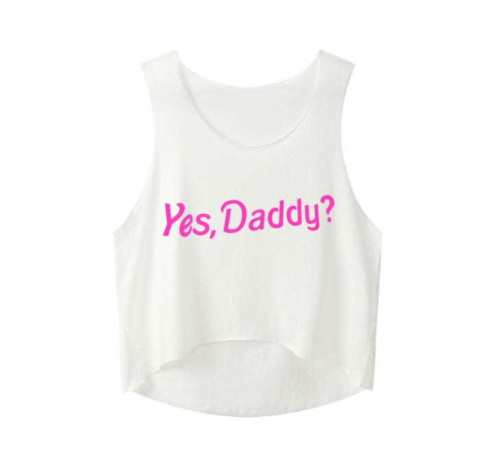 Yes Daddy Crop Tops Letters Printing Women Sleeveless Tanks Summer Funny Short Cute Tops For Girls - Mubimart -  