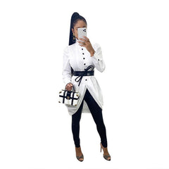 Personality white shirt dress - Mubimart - Shirt Dress 