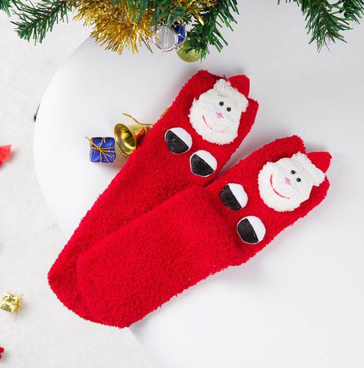Christmas Tree Fuzzy Plush Socks - Mubimart
