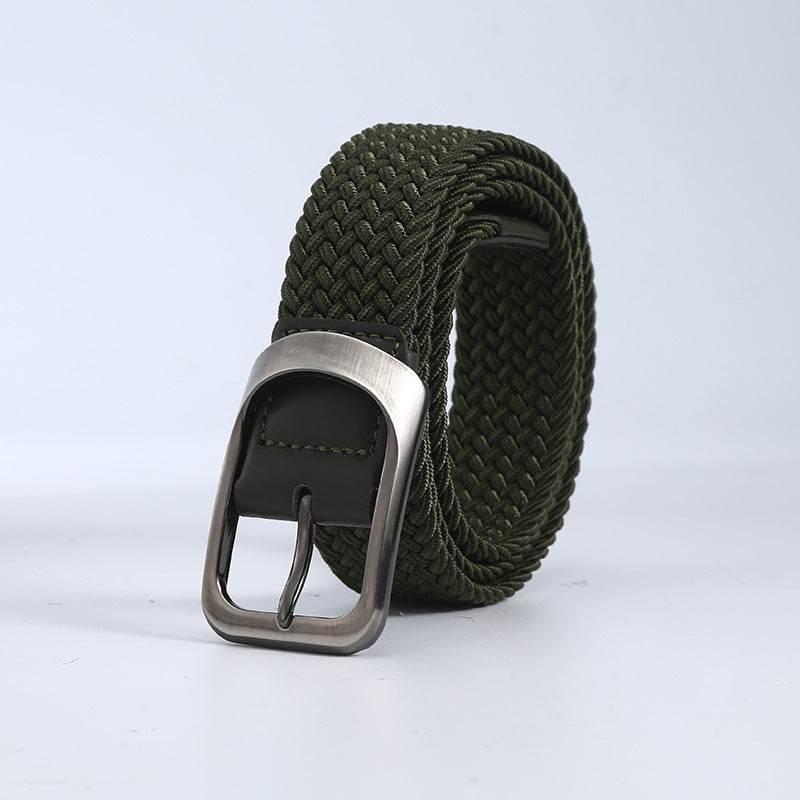 Men's Woven Canvas Outdoor Alloy All-match Elastic Belt - Mubimart