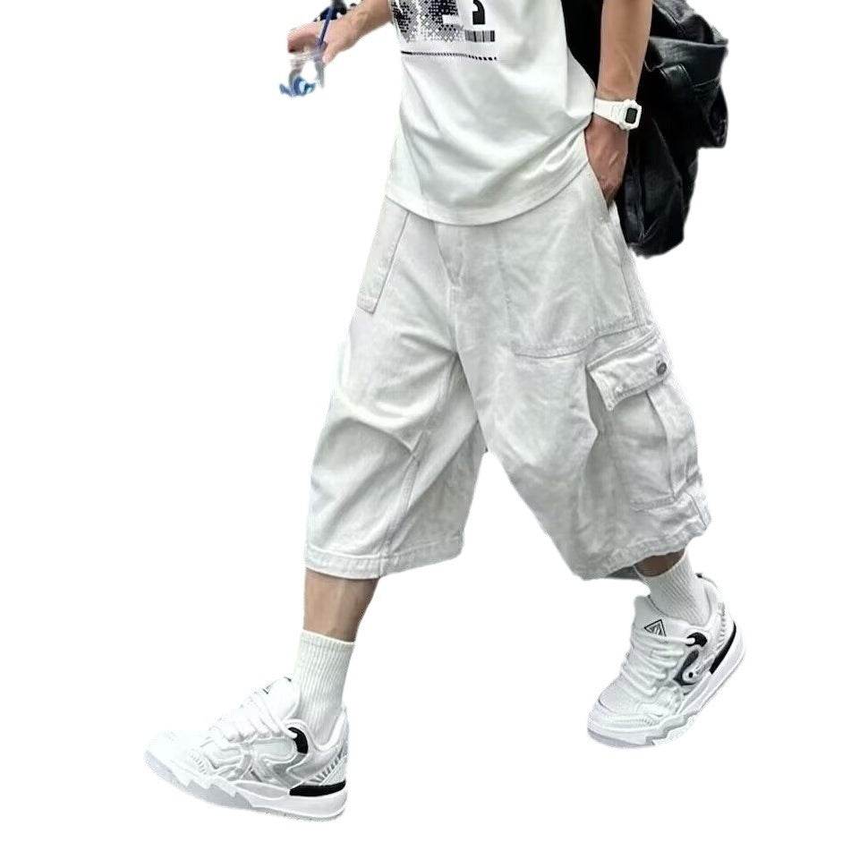 All-matching Loose Straight Cargo Cropped Pants Casual Pants Trendy - Mubimart