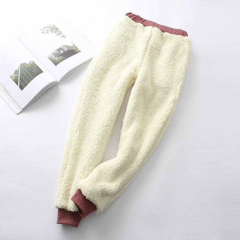 Lamb velvet sweatpants Trousers - Mubimart